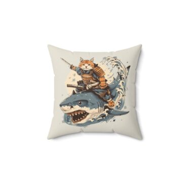 Samurai Shark Rider Pillow-1  - Front